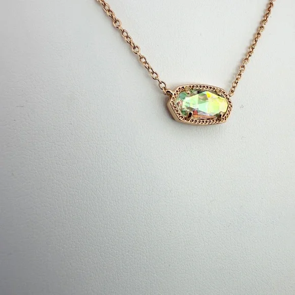 NWT Kendra Scott Gold Chain Necklace with Yellow AB Rhinestone Pendant - Picture 4 of 9